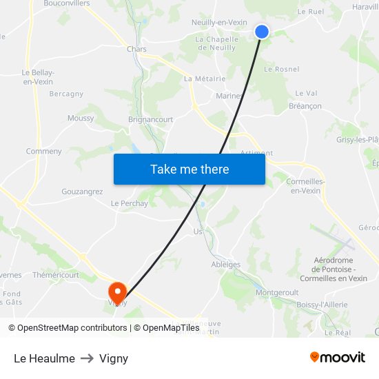 Le Heaulme to Vigny map
