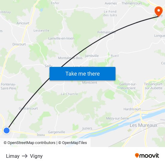 Limay to Vigny map