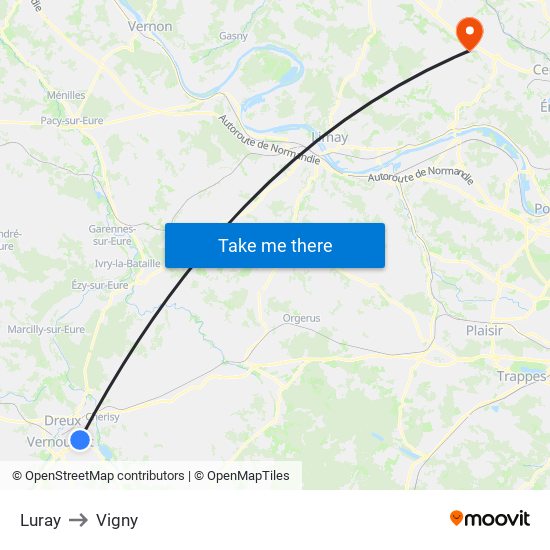 Luray to Vigny map