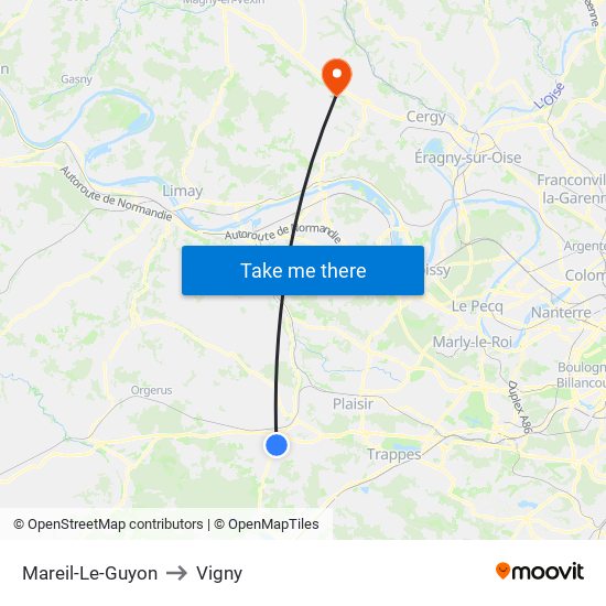 Mareil-Le-Guyon to Vigny map