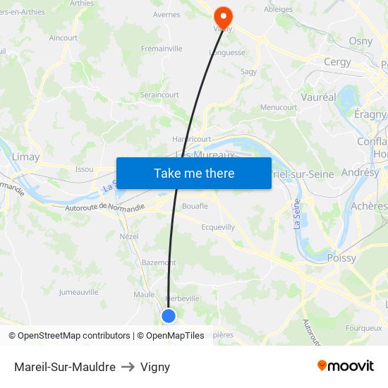 Mareil-Sur-Mauldre to Vigny map