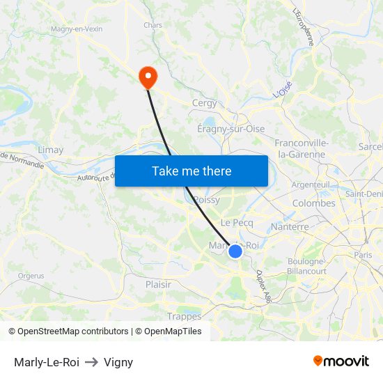 Marly-Le-Roi to Vigny map