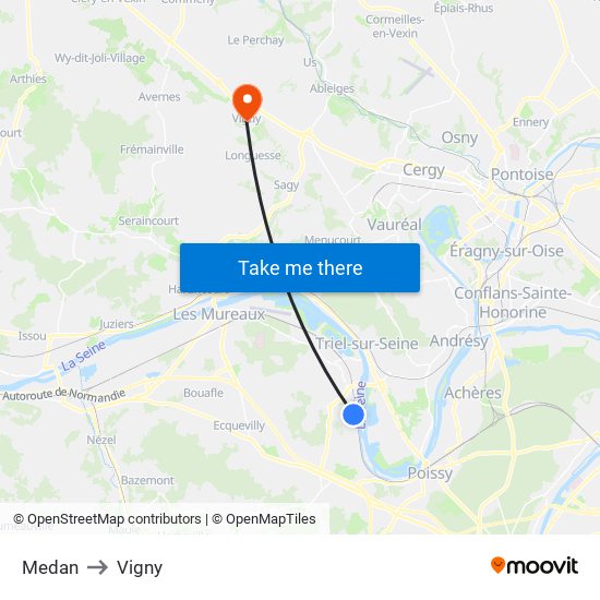 Medan to Vigny map