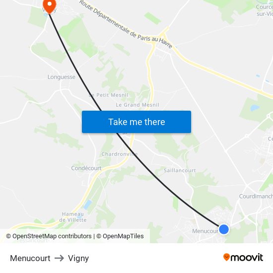 Menucourt to Vigny map