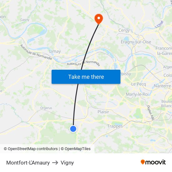 Montfort-L'Amaury to Vigny map