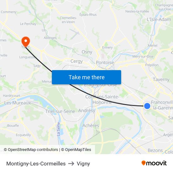 Montigny-Les-Cormeilles to Vigny map