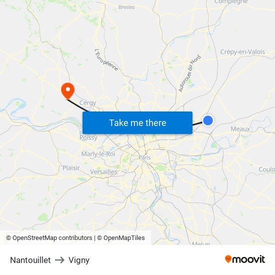 Nantouillet to Vigny map