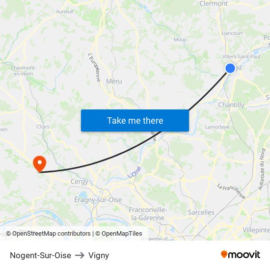 Nogent-Sur-Oise to Vigny map