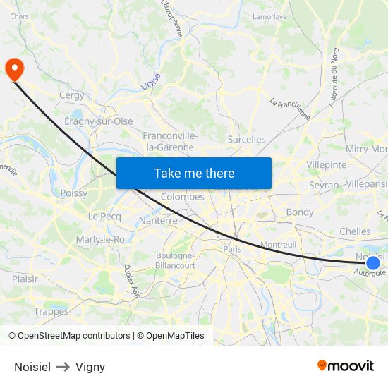 Noisiel to Vigny map