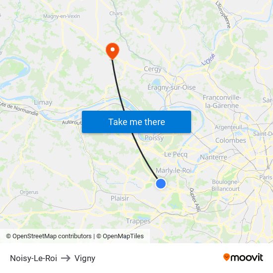Noisy-Le-Roi to Vigny map