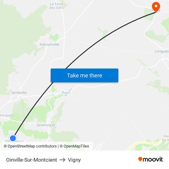 Oinville-Sur-Montcient to Vigny map