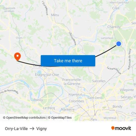 Orry-La-Ville to Vigny map