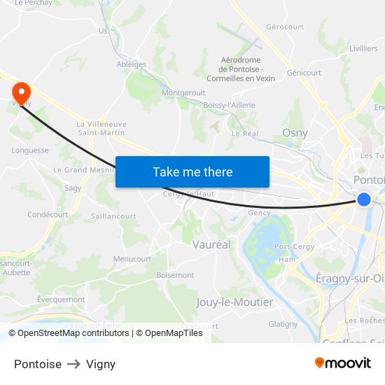 Pontoise to Vigny map