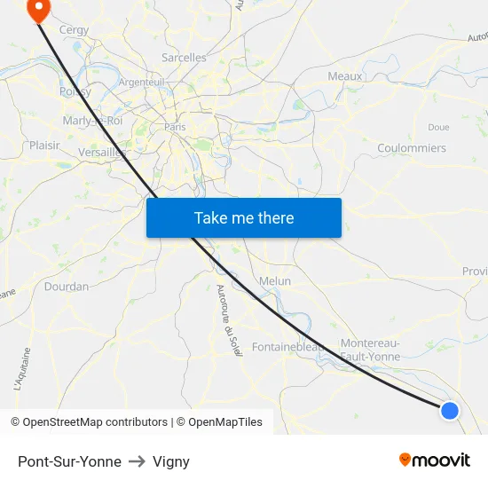 Pont-Sur-Yonne to Vigny map