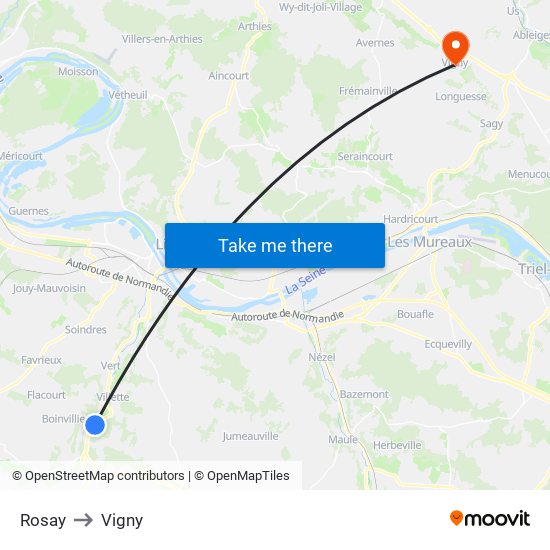 Rosay to Vigny map