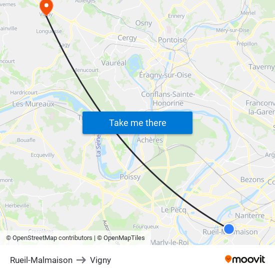 Rueil-Malmaison to Vigny map