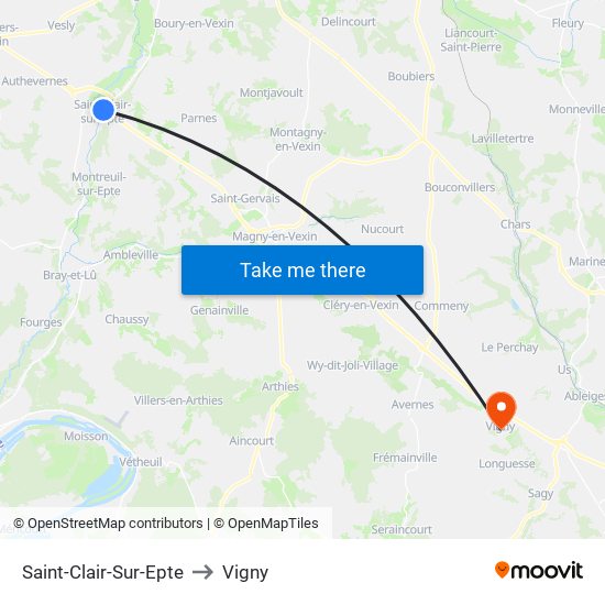 Saint-Clair-Sur-Epte to Vigny map