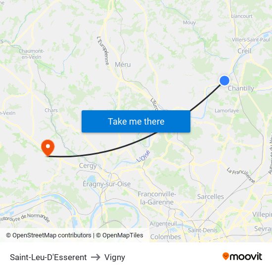 Saint-Leu-D'Esserent to Vigny map
