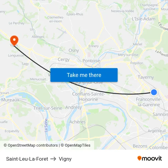 Saint-Leu-La-Foret to Vigny map