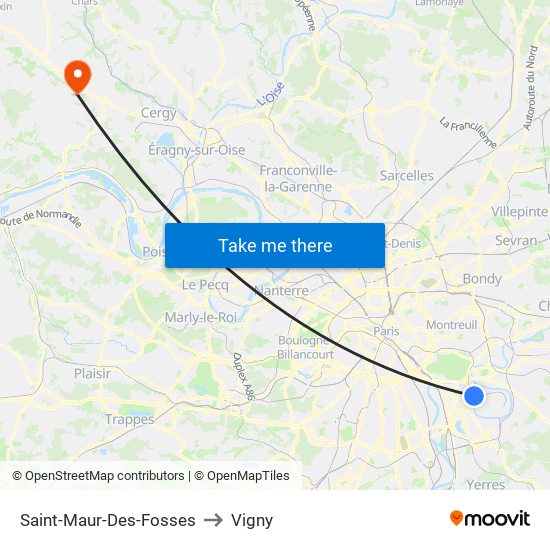 Saint-Maur-Des-Fosses to Vigny map