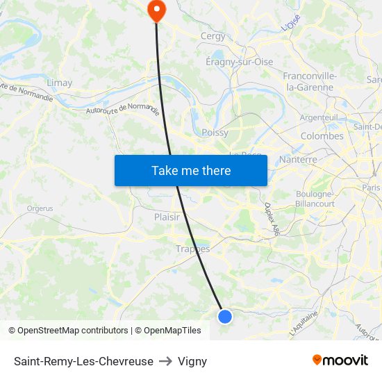 Saint-Remy-Les-Chevreuse to Vigny map