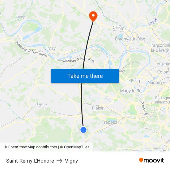 Saint-Remy-L'Honore to Vigny map