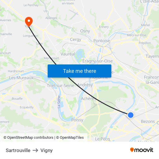 Sartrouville to Vigny map