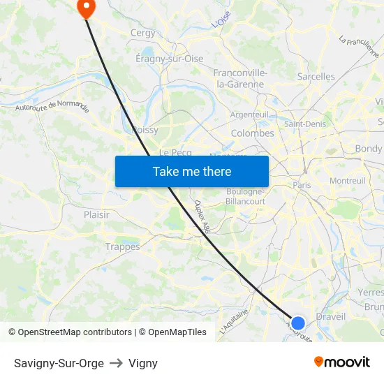Savigny-Sur-Orge to Vigny map