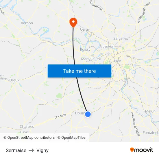 Sermaise to Vigny map