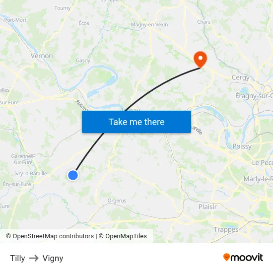 Tilly to Vigny map