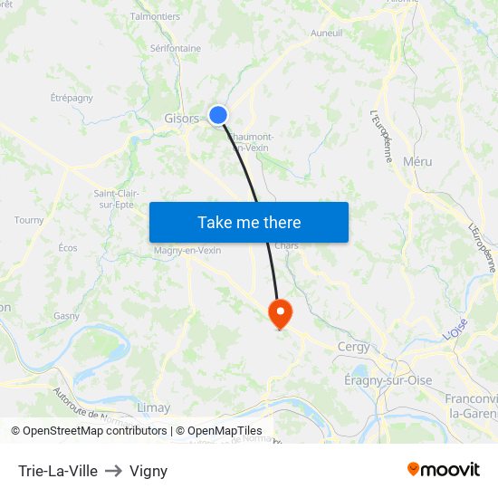 Trie-La-Ville to Vigny map