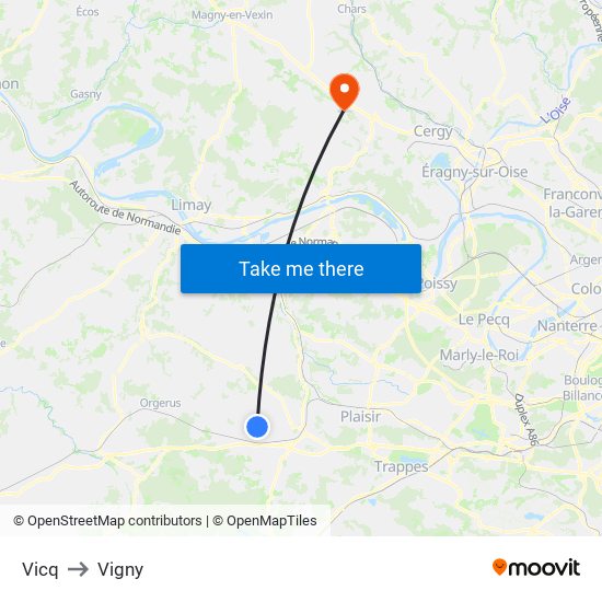 Vicq to Vigny map