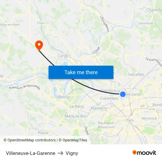 Villeneuve-La-Garenne to Vigny map