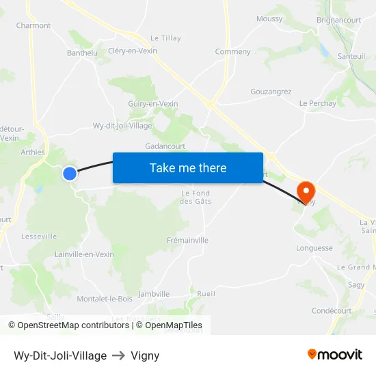 Wy-Dit-Joli-Village to Vigny map
