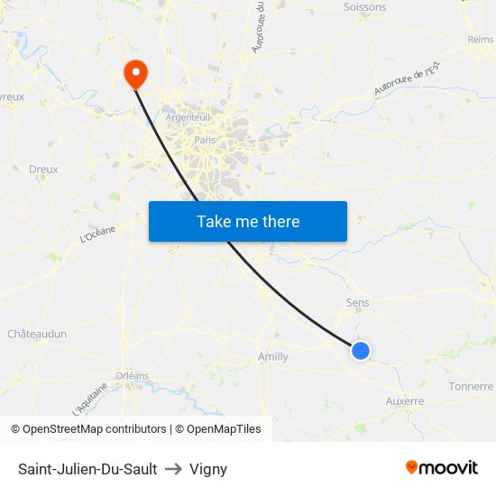 Saint-Julien-Du-Sault to Vigny map