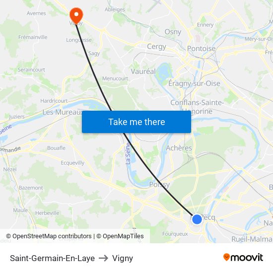 Saint-Germain-En-Laye to Vigny map