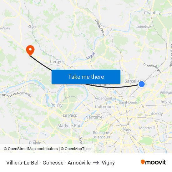 Villiers-Le-Bel - Gonesse - Arnouville to Vigny map