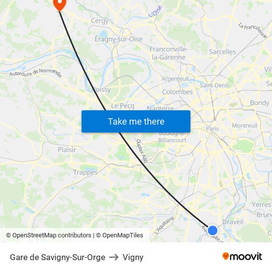 Gare de Savigny-Sur-Orge to Vigny map