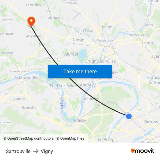 Sartrouville to Vigny map