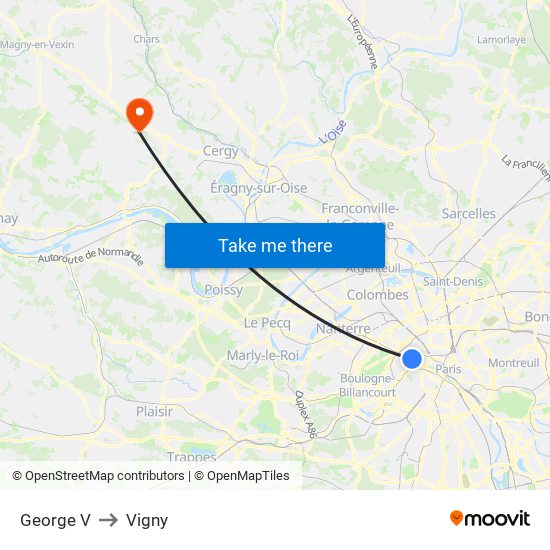 George V to Vigny map