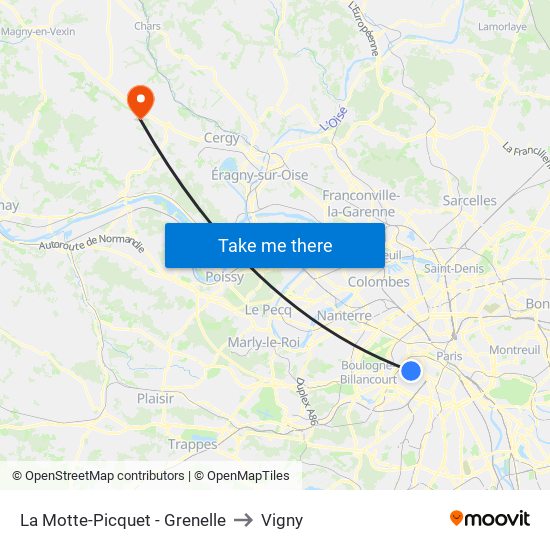 La Motte-Picquet - Grenelle to Vigny map