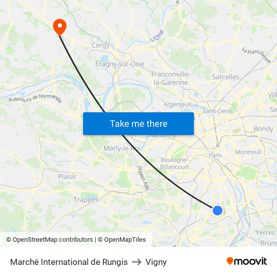 Marché International de Rungis to Vigny map