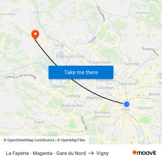 La Fayette - Magenta - Gare du Nord to Vigny map