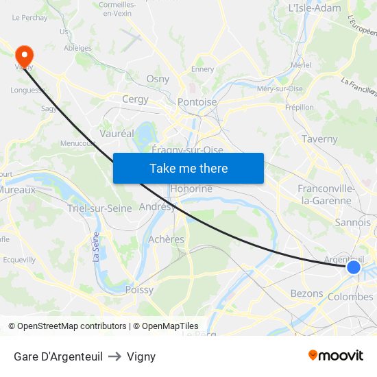 Gare D'Argenteuil to Vigny map