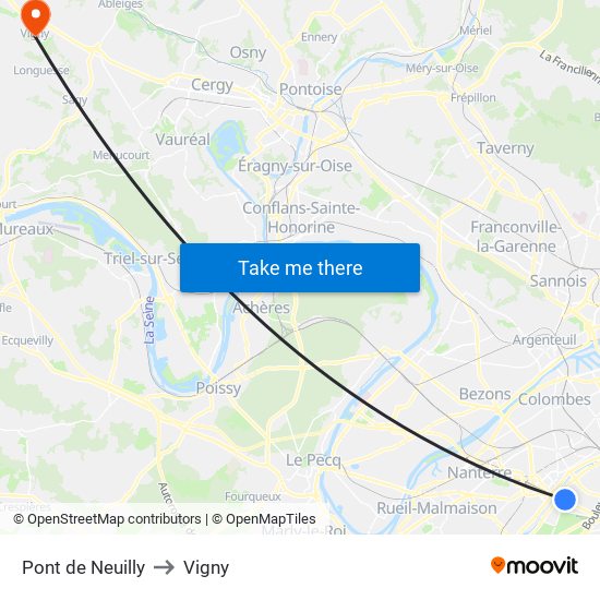 Pont de Neuilly to Vigny map