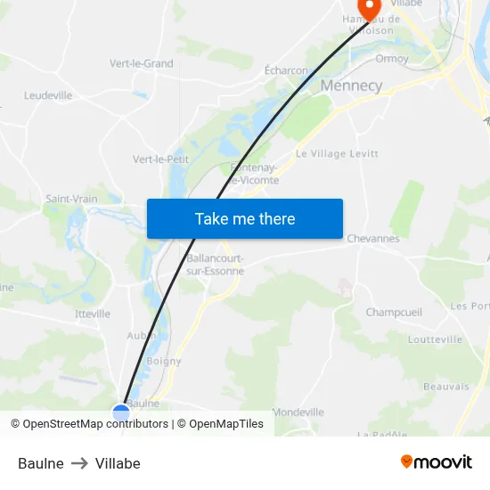 Baulne to Villabe map