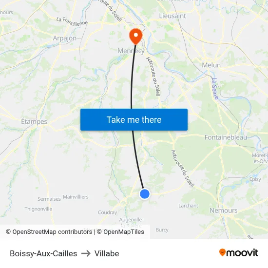 Boissy-Aux-Cailles to Villabe map