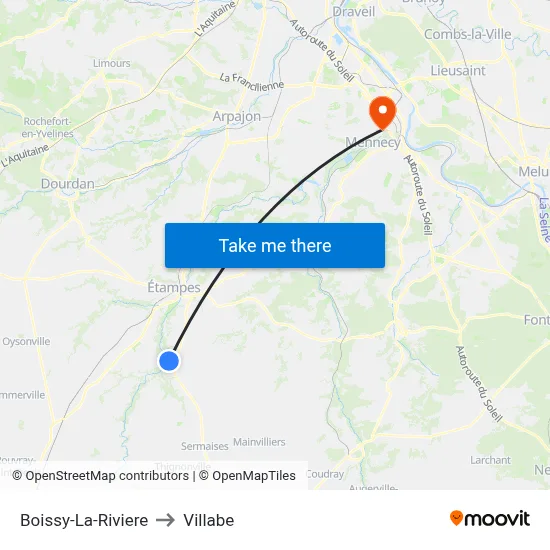 Boissy-La-Riviere to Villabe map