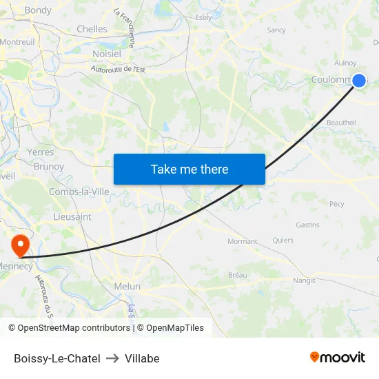 Boissy-Le-Chatel to Villabe map