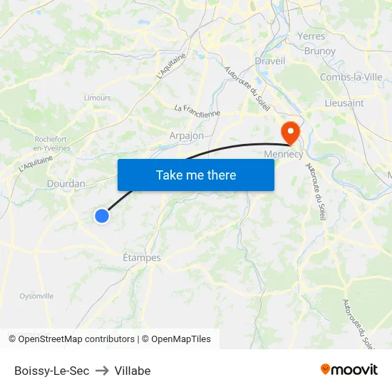 Boissy-Le-Sec to Villabe map
